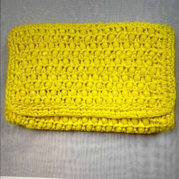 Handbags - Yellow Crochet Clutch